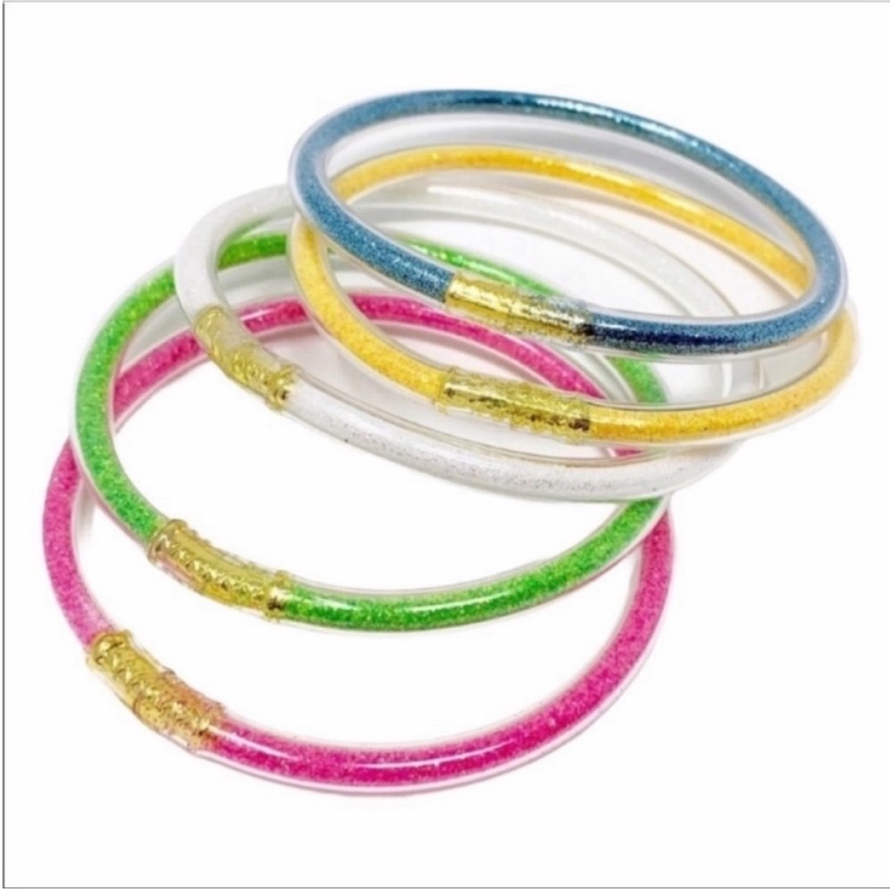 5 PINK GREEN WHITE YELLOW BLUE bangle jelly bracelets NEW